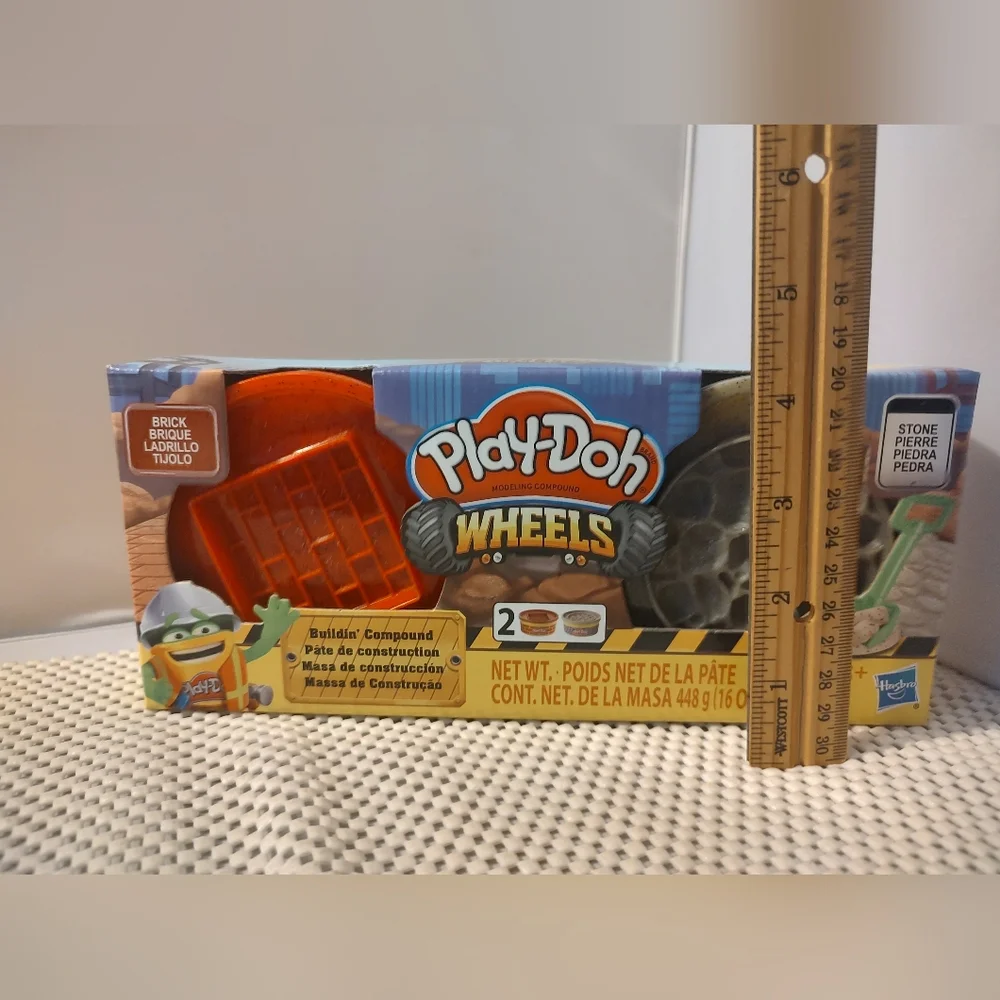 Play-Doh Wheels Building Compound w/Mold Covers: Brick & Stone, Brown & Gray NWT